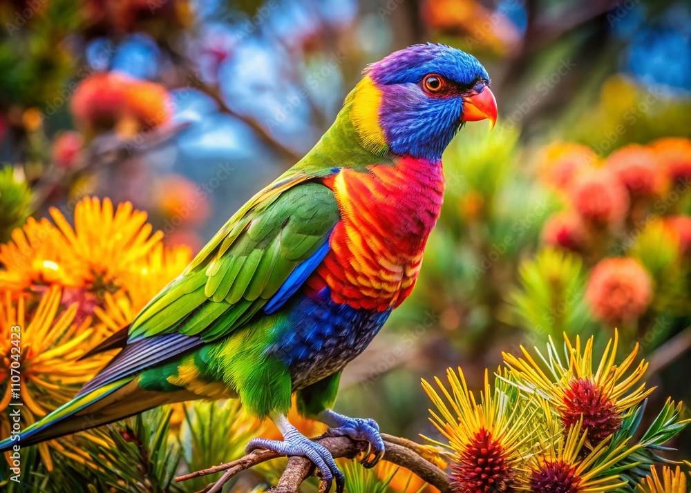 Fototapeta premium Australian Birds in Scenic Landscapes, AI Photorealistic