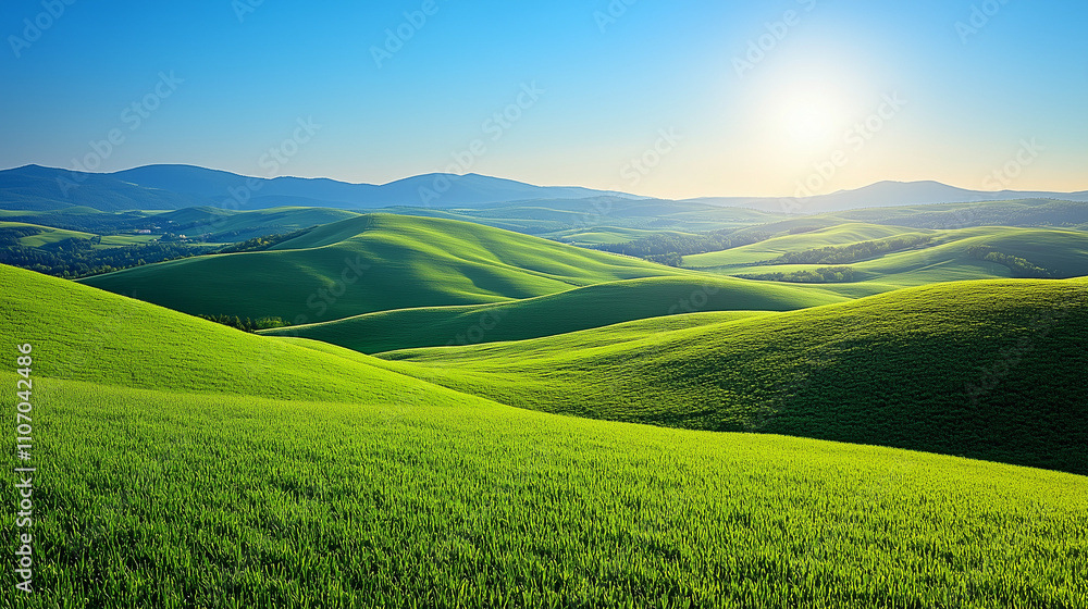 Open green field and clear blue skies. Open green field and clear blue skies.