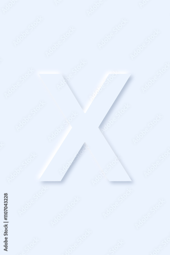 uppercase letter X of English alphabet in light blue color that drop a shadow uppercase letter X of English alphabet in light blue color that drop a shadow