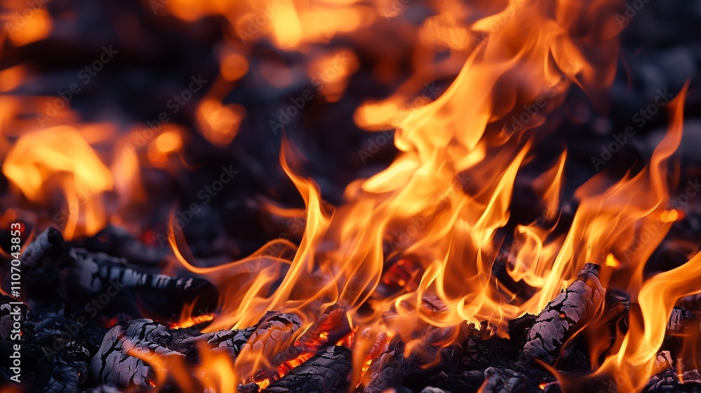 Flames and burning logs depict fire safety and prevention concepts. Flames and burning logs depict fire safety and prevention concepts.