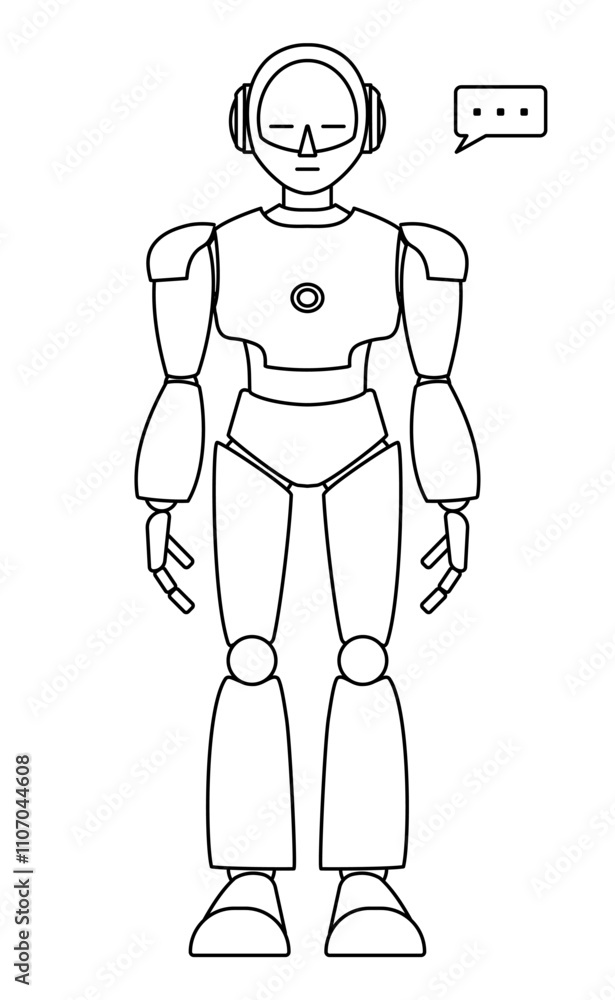 シンプルなアンドロイド型ロボットの全身イラスト(モノクロ) シンプルなアンドロイド型ロボットの全身イラスト(モノクロ)