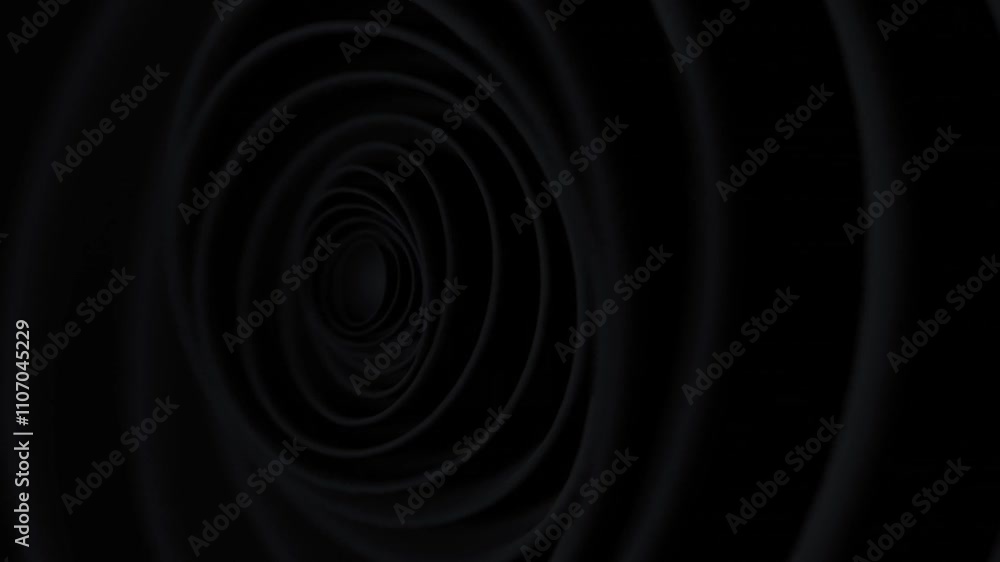Dark black spinning circle forming a sleek and mesmerizing abstract design in seamless 3D loop animation Dark black spinning circle forming a sleek and mesmerizing abstract design in seamless 3D loop animation