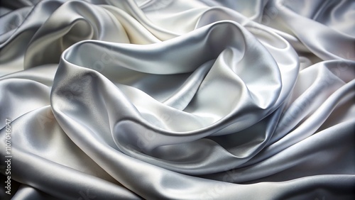 Luxurious White Gray Satin Fabric Abstract Background