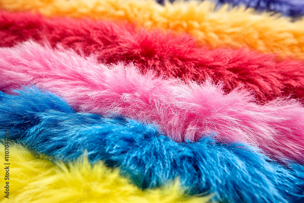 Vibrant Rainbow Fur Texture, Colorful, Soft, Fluffy Fabric Background Vibrant Rainbow Fur Texture, Colorful, Soft, Fluffy Fabric Background