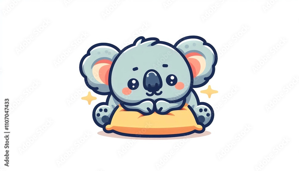 Naklejka premium Cute Koala Lay On The Pillow - Cartoon illustration