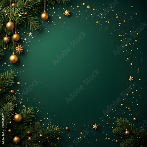 Christmas ornaments on a green background