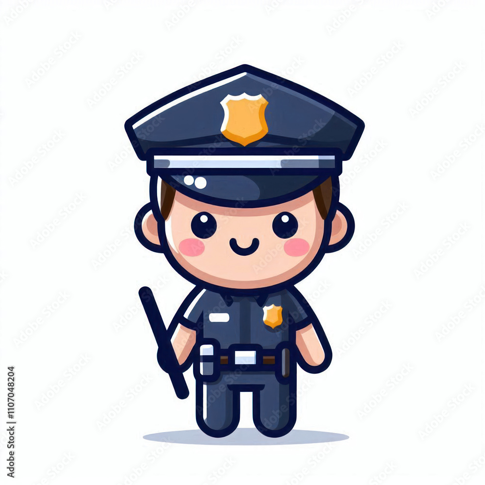 Police Cartoon Illustration Simple Design Vector Police Cartoon Illustration Simple Design Vector