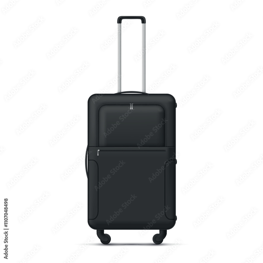 Stylish black suitcase designed for hand luggage travel, ideal for vacation or business trips Stylish black suitcase designed for hand luggage travel, ideal for vacation or business trips