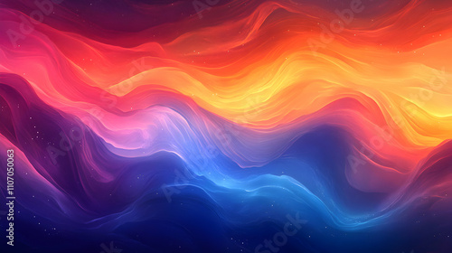 Abstract Colorful Wave Background, Vibrant Hues Flowing Dynamically Across Canvas, Creating a Mesmerizing Visual Masterpiece.