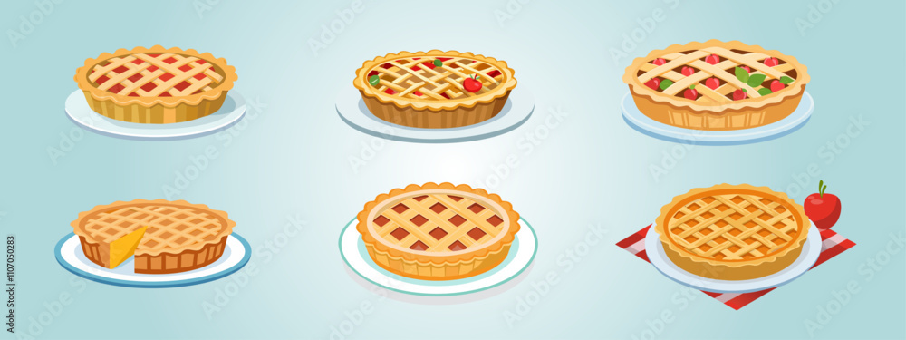 Set Illustrations of a Lattice Pie Crust Set Illustrations of a Lattice Pie Crust