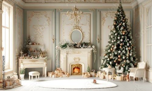 Wallpaper Mural Christmas concept doll room interior simple neat,generation AI Torontodigital.ca