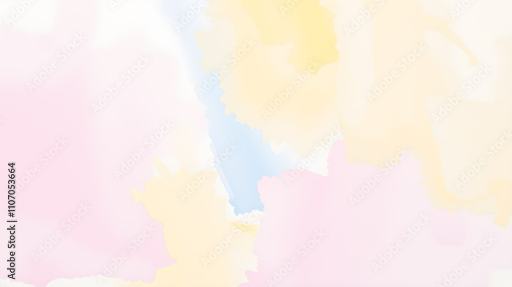Obraz premium Soft Pastel Gouache Light pastel tones of pink, blue, and yellow blended with smooth gouache textures. Generative AI