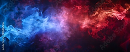 Abstract Blue And Red Smoke Swirls Background