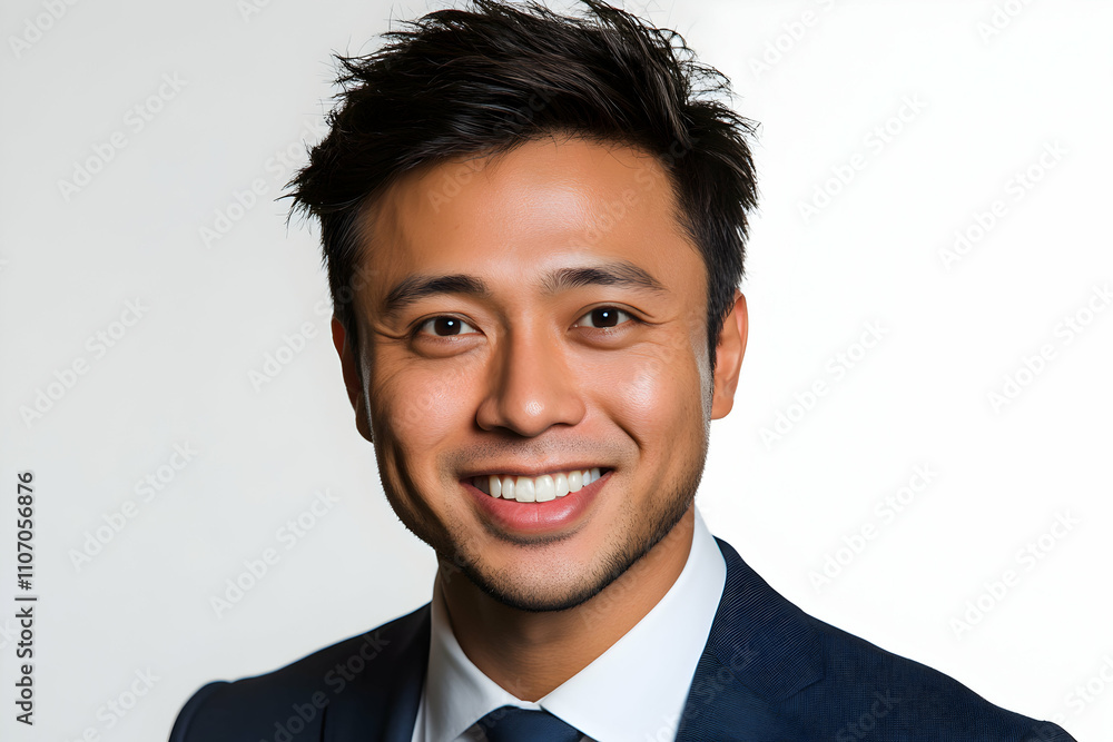 Portrait of a Smiling Man in a Suit, A Professional Headshot Against a White Background, Captures a Confident and Approachable Demeanor Portrait of a Smiling Man in a Suit, A Professional Headshot Against a White Background, Captures a Confident and Approachable Demeanor