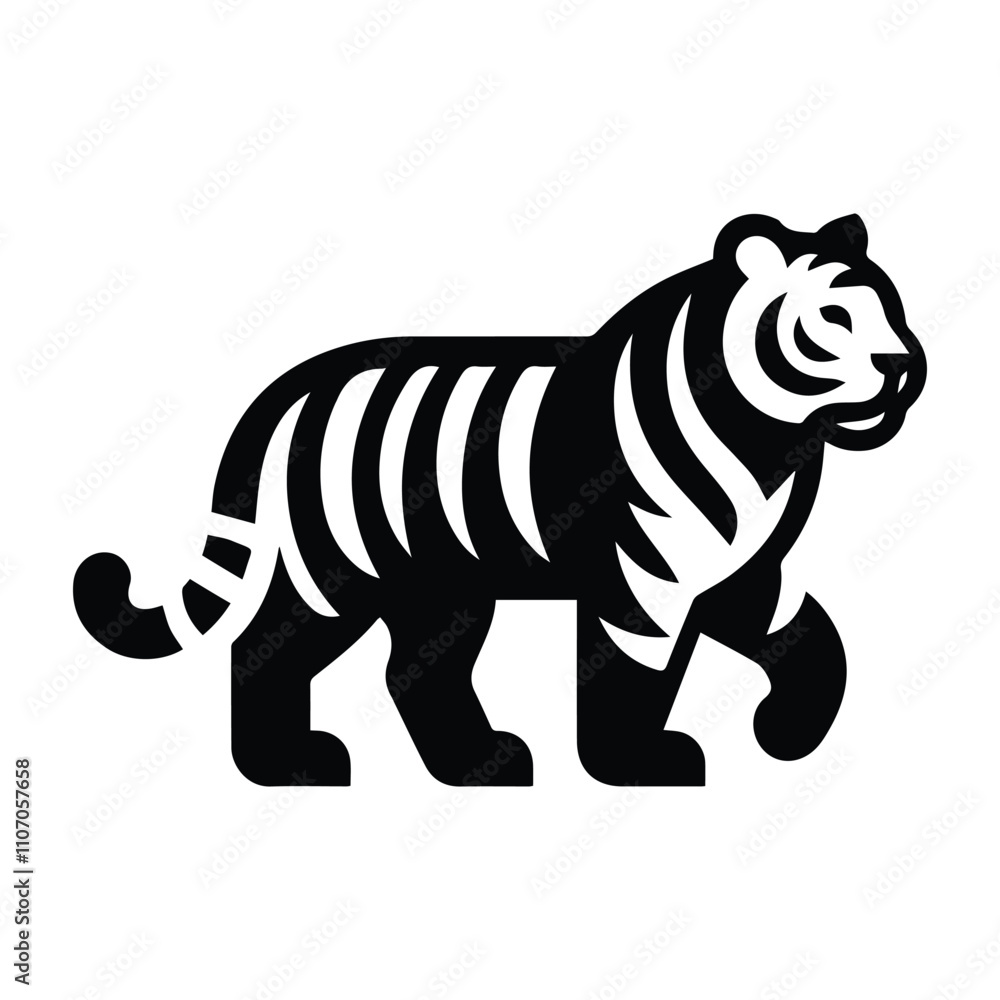 Fototapeta premium tiger icon, logo, isolated silhouette on transparent background