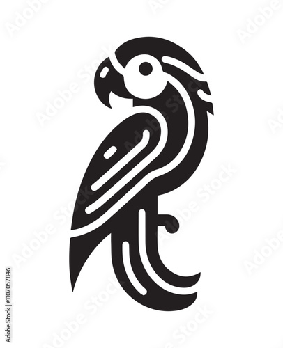 parrot icon, bird sign logo, isolated silhouette on transparent background