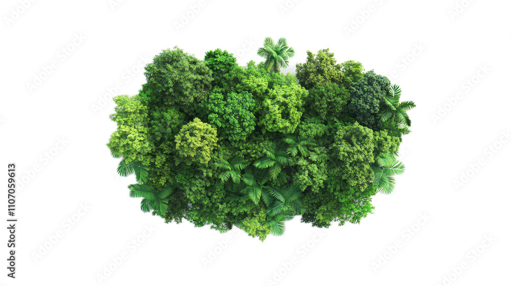 Lush Green Forest Canopy from Above with Diverse Tree Species Lush Green Forest Canopy from Above with Diverse Tree Species