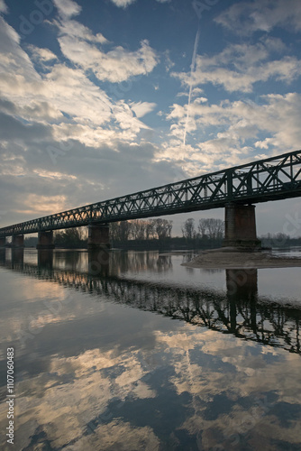 Obraz na płótnie Bridge Becca landscape panorama river Ticino nature w salonie