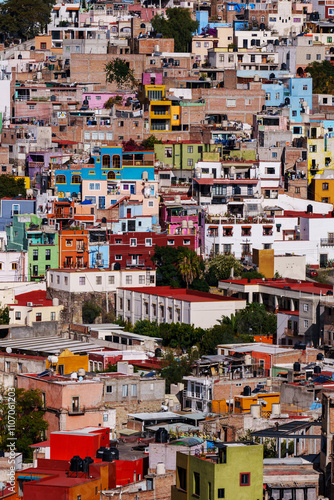 crowded colorful houses in ...