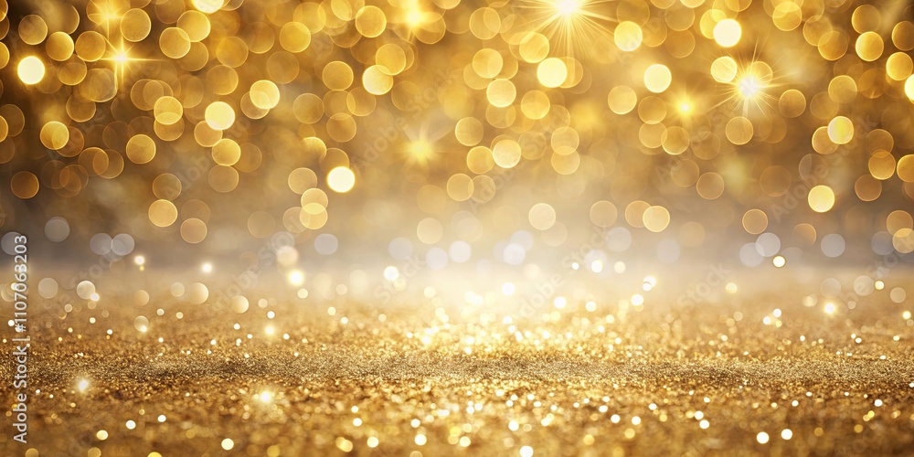 Golden Glitter Background with Sparkling Lights and Bokeh Effect Golden Glitter Background with Sparkling Lights and Bokeh Effect