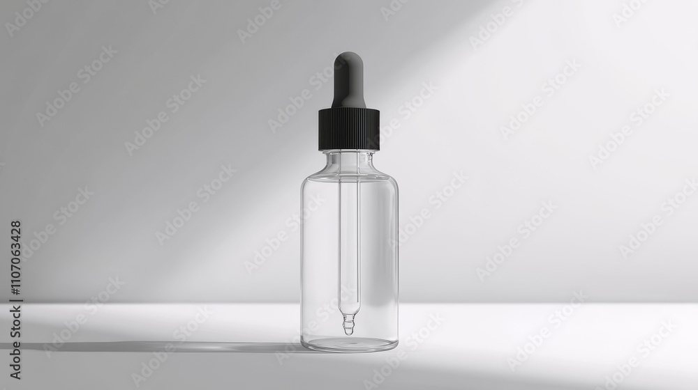 Mockup of glass transparent empty bottle with dropper. Realistic vector illustration set of liquid or oil cosmetic package with black cap on drop pipette. Template of medical and skincare packaging. Mockup of glass transparent empty bottle with dropper. Realistic vector illustration set of liquid or oil cosmetic package with black cap on drop pipette. Template of medical and skincare packaging.