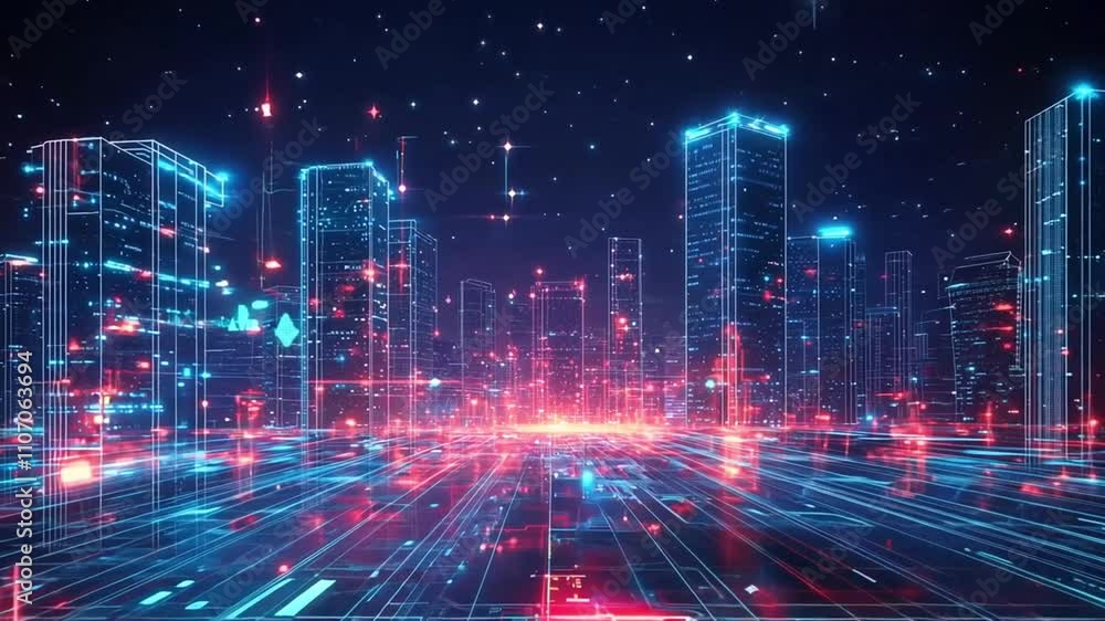 A Futuristic Cityscape of Digital Lines and Lights A Futuristic Cityscape of Digital Lines and Lights