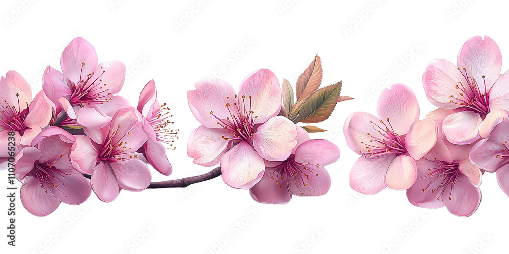 Delicate Pink Blossom Arrangement with Soft Petals and Green Leaves, Perfect for Spring-Themed Designs or Floral Illustrations, Capturing the Beauty of Nature in Full Bloom Delicate Pink Blossom Arrangement with Soft Petals and Green Leaves, Perfect for Spring-Themed Designs or Floral Illustrations, Capturing the Beauty of Nature in Full Bloom