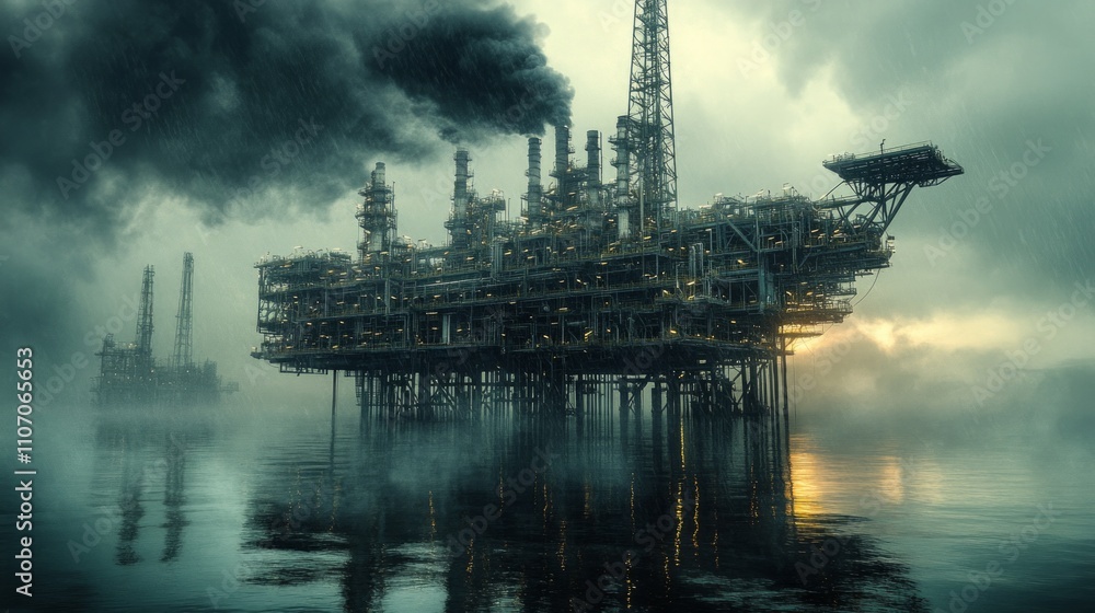 Obraz premium gas platform, refinery, AI Generative