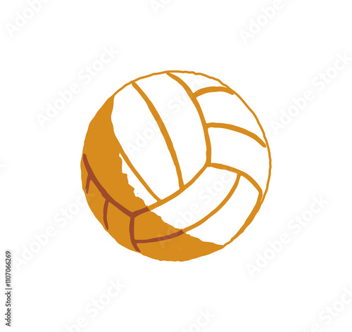 Volleyball icon. Leather ball with round shape to play sports game, handball match. Athletic equipment, inventory for beach activity. Flat isolated outline vector illustration on white background