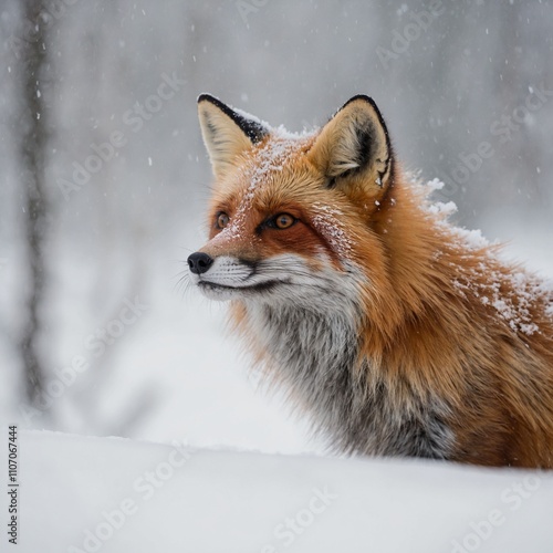 Wallpaper Mural A red fox peeking out from a snowy white background.

 Torontodigital.ca