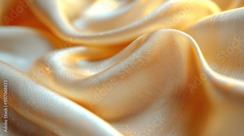 Golden fabric folds close-up.