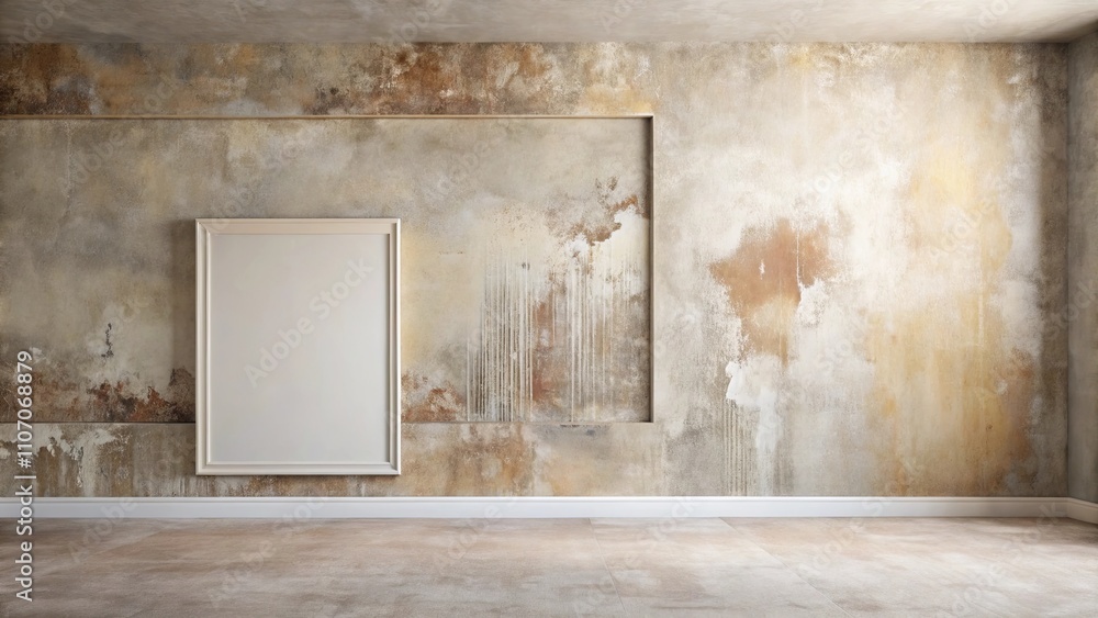 Empty room with textured wall and blank frame ideal for interior design presentations Empty room with textured wall and blank frame ideal for interior design presentations