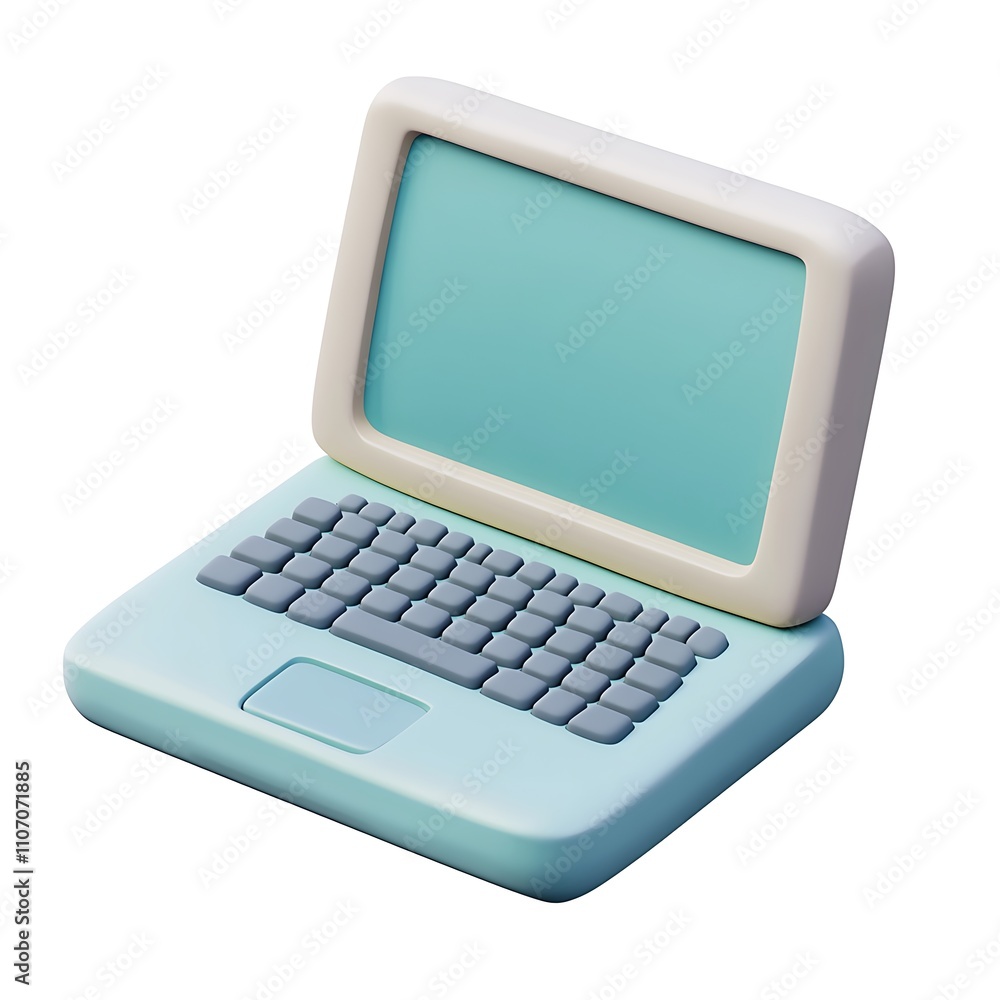 3D laptop computer icon on a white background, 3D laptop computer icon on a white background,