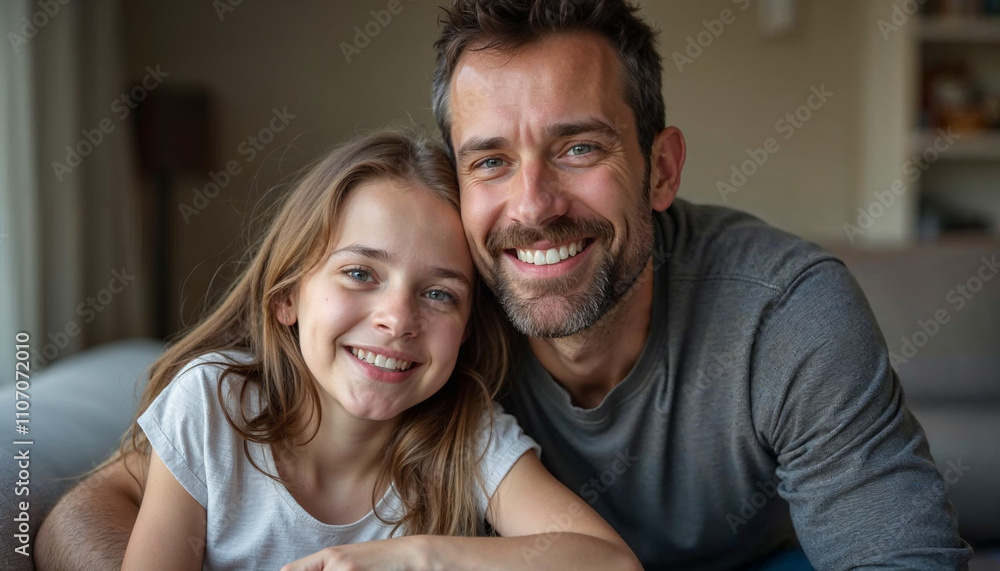 Sweet beloved little daughter girl whispering at fathers ear, sharing secret. Happy daddy listening to sweet kid, hugging, holding preschool child in arms on home couch, laughing, enjoying fatherhood Sweet beloved little daughter girl whispering at fathers ear, sharing secret. Happy daddy listening to sweet kid, hugging, holding preschool child in arms on home couch, laughing, enjoying fatherhood