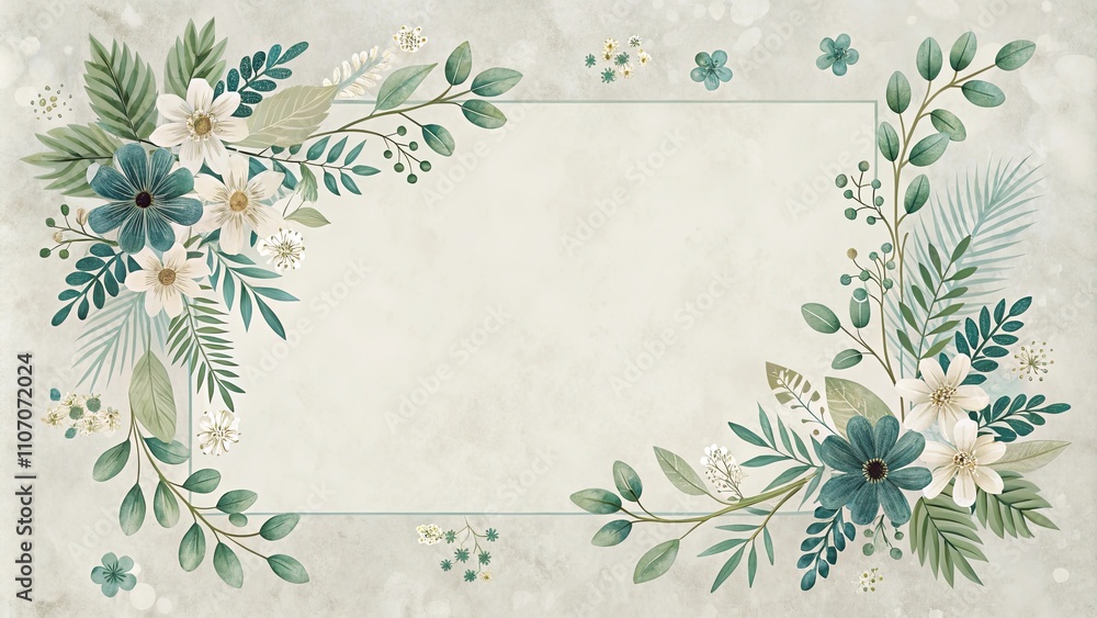 Elegant Botanical Frame with Space for Text and Images Elegant Botanical Frame with Space for Text and Images