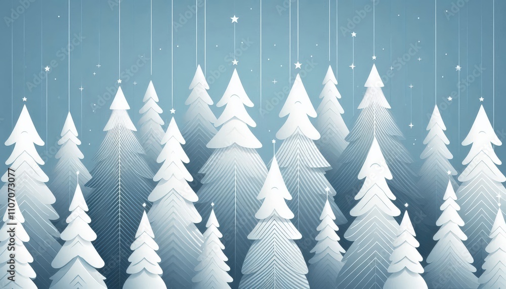 Obraz premium Serene White Christmas Trees for a Tranquil Holiday Atmosphere