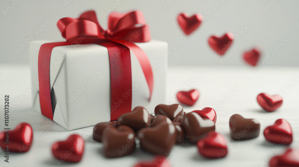 Romantic Gift Box with Chocolate Hearts for Valentine's Day Romantic Gift Box with Chocolate Hearts for Valentine's Day