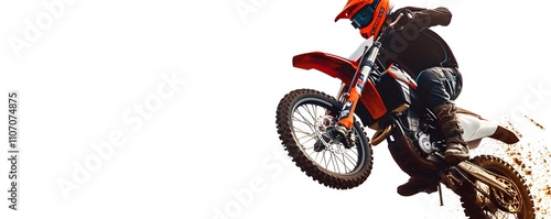 Motocross Rider Soaring High Above The Dirt Track photo