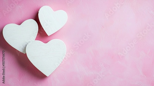 White Heart Shapes on Pink Background for Romantic Concepts