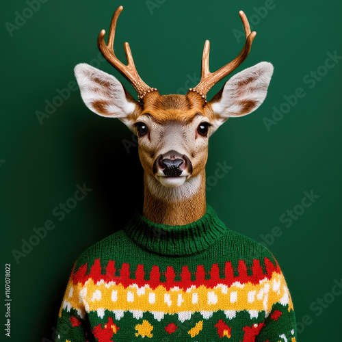 deer in Christmas attire  photo