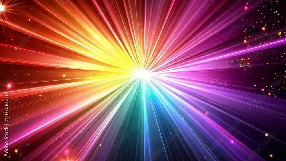 Abstract Rainbow Light Burst with Glitter and Stars Abstract Rainbow Light Burst with Glitter and Stars