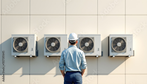 HVAC Technician Assessing Rooftop AC Units