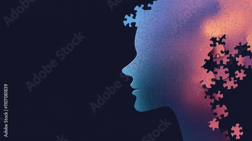 Diversity and Inclusion Colorful puzzle pieces forming a human silhouette, representing the interconnectedness of diverse individuals within a team.