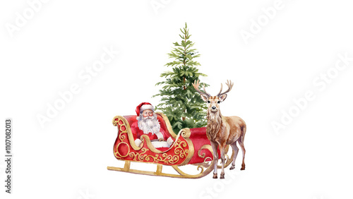 Christmas Tree Illustration 2024 with Isolated White Background for Holiday Decor and Branding.