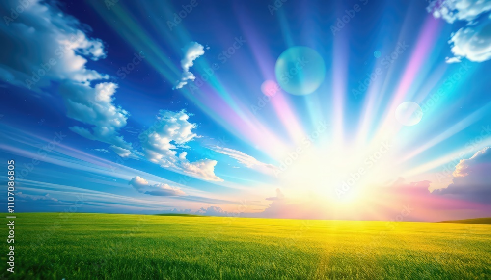 Spring Countryside With Clear Sunny Horizon