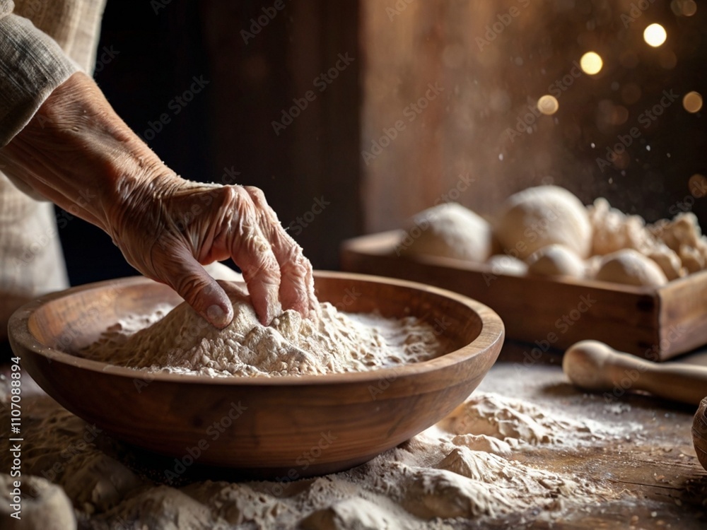 Fototapeta premium baker kneading dough