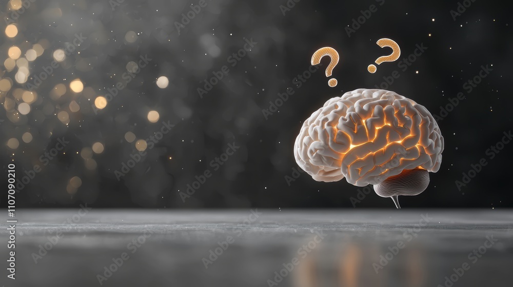 custom made wallpaper toronto digitalBrain with Emotions Confused brain with a puzzled look and question marks floating around, symbolizing uncertainty and cognitive dissonance.