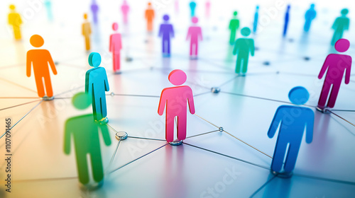 Social Network Concept. 3d rendering of colorful people on white background