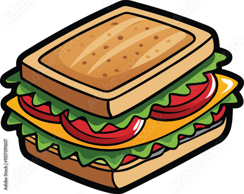 Delicious Sandwich Clipart Vector with Fresh Layers Perfect for Menus Blogs and Food Designs