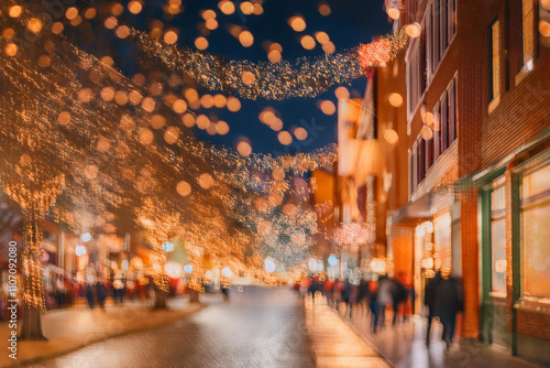 Rozmyty widok ulicy w świątecznym klimacie photo